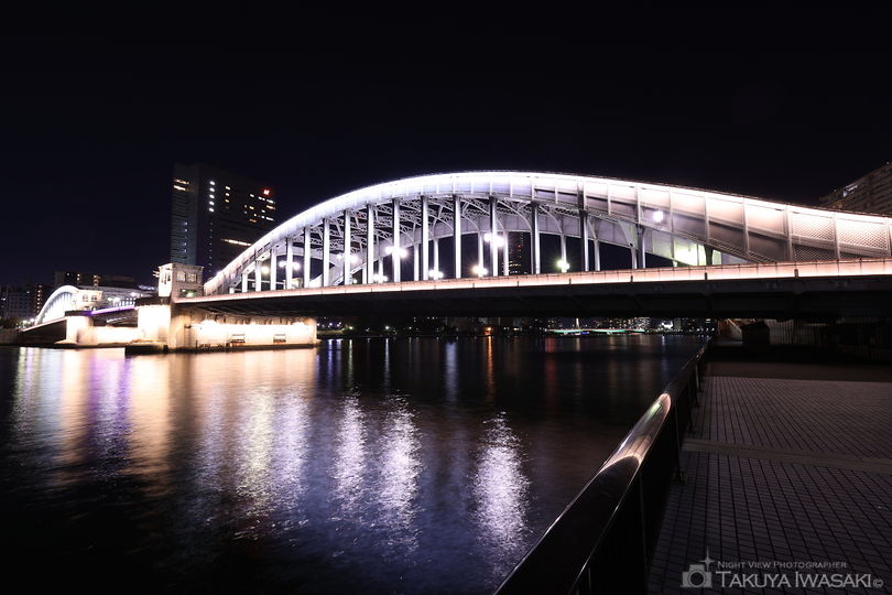 隅田川テラス　勝鬨橋付近の夜景スポット写真（2）