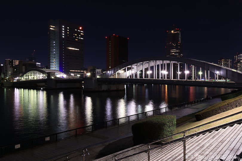 隅田川テラス　勝鬨橋付近の夜景スポット写真（3）
