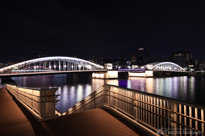 隅田川テラス　勝鬨橋付近の夜景スポット写真（5）