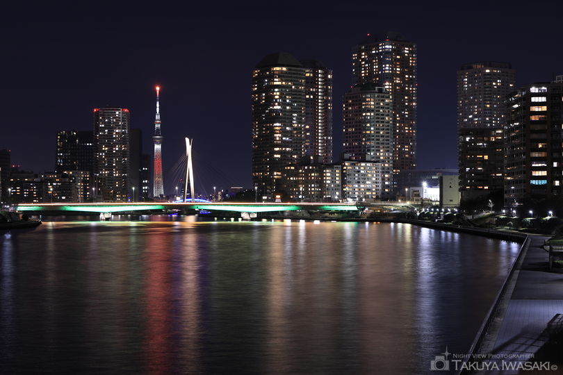 隅田川テラス　勝鬨橋付近の夜景スポット写真（6）