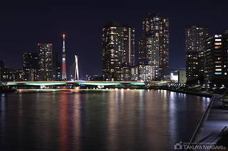 新大橋と東京スカイツリーを望む