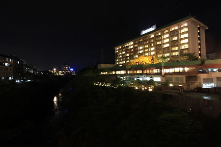 鬼怒川温泉 ふれあい橋の夜景スポット写真（1）class=