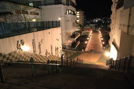 鬼怒川温泉 ふれあい橋の夜景スポット写真（5）class=