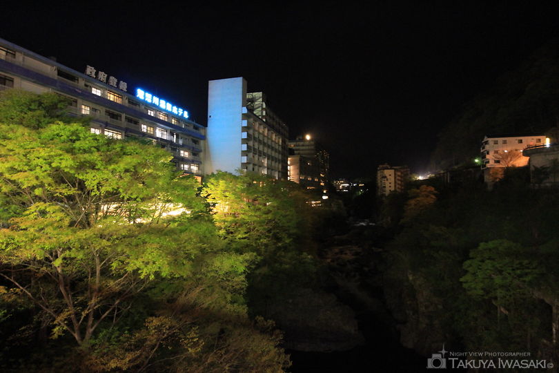 鬼怒川温泉 くろがね橋の夜景スポット写真（2）