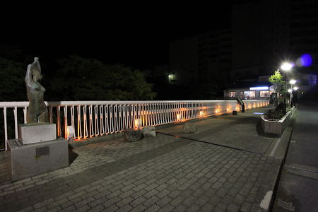 鬼怒川温泉 くろがね橋の夜景スポット写真（3）class=