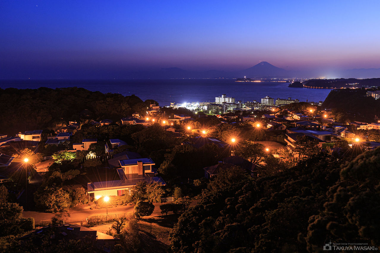 富士山と披露山庭園住宅を中心に望む