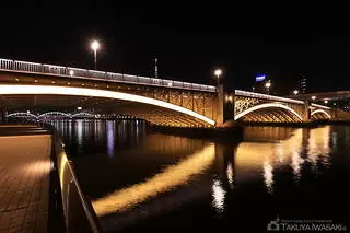 隅田川テラス 蔵前橋付近の夜景