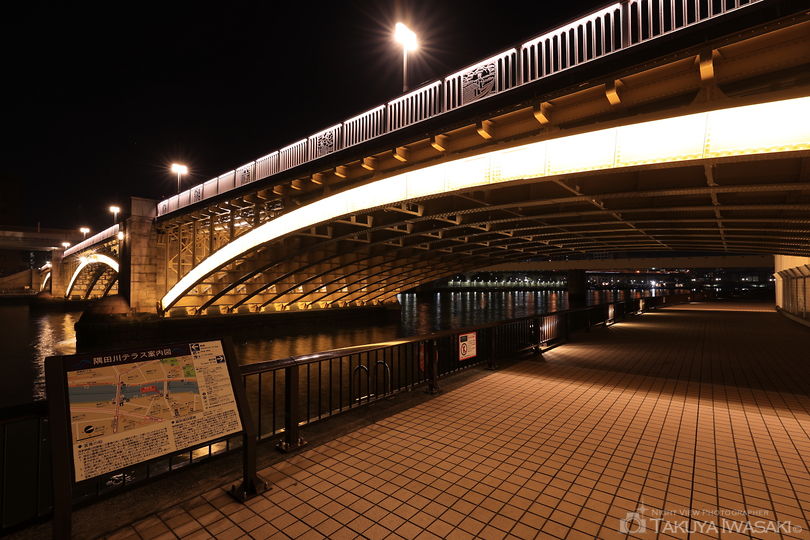 隅田川テラス 蔵前橋付近の夜景スポット写真（2）