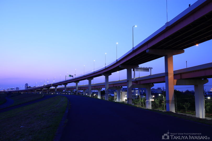 荒川河川敷（江北橋付近）の夜景スポット写真（2）