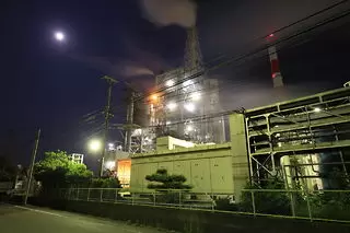 日本製紙 富士工場前の夜景
