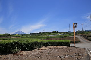 遠くに富士山を望む