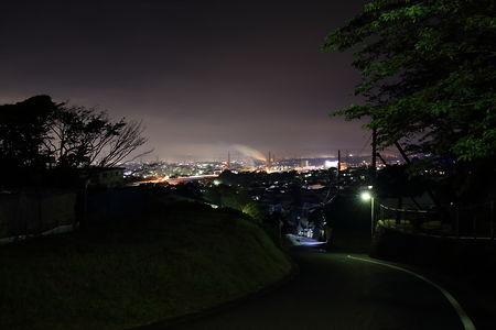 公園横の道路から伊豆縦貫道方面の夜景を望む