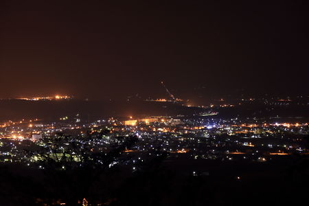 岩内町中心部の夜景