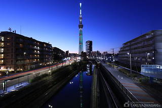 柳島歩道橋の夜景スポット写真（1）class=