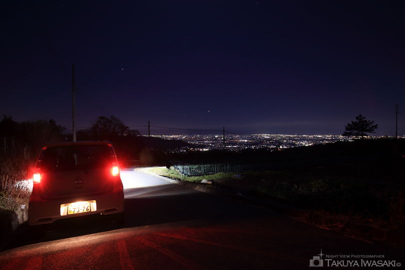 信貴フラワーロード 貯水タンク前の夜景スポット写真（2）