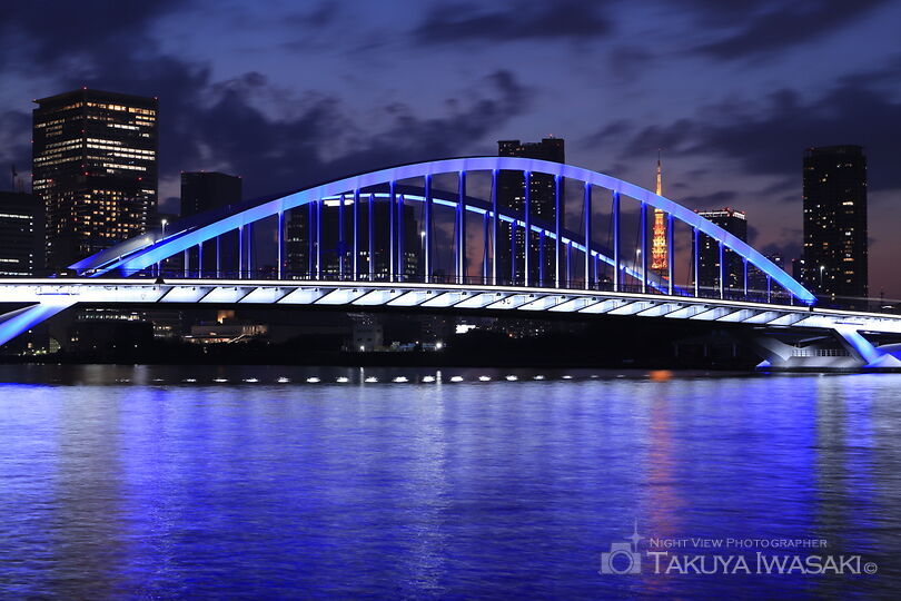 隅田川テラス　浜前水門付近の夜景スポット写真（2）