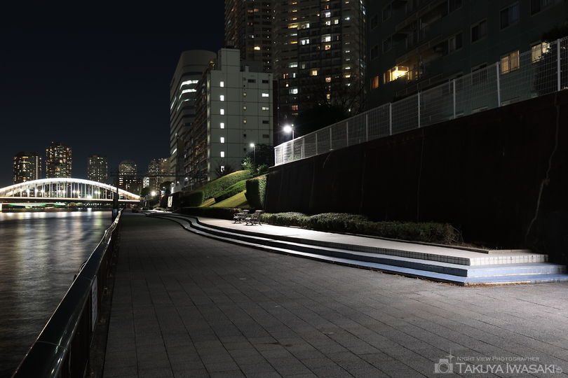 隅田川テラス　浜前水門付近の夜景スポット写真（6）