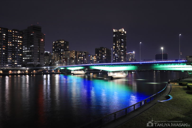 隅田川テラス　佃大橋付近の夜景スポット写真（1）