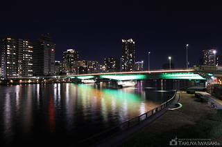 隅田川テラス　佃大橋付近の夜景スポット写真（2）class=
