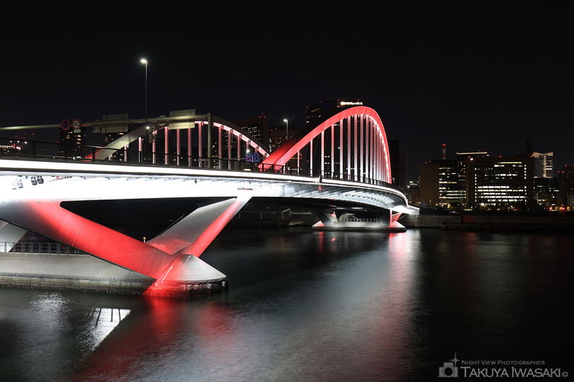 築地大橋橋詰広場の夜景スポット写真（2）