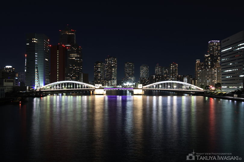 築地大橋 東側歩道の夜景スポット写真（2）
