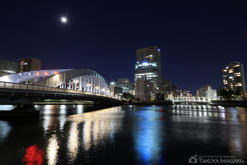 隅田川テラス　永代橋東側の夜景スポット写真（3）