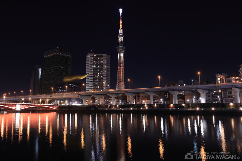 隅田川テラス 駒形橋付近の夜景スポット写真（5）