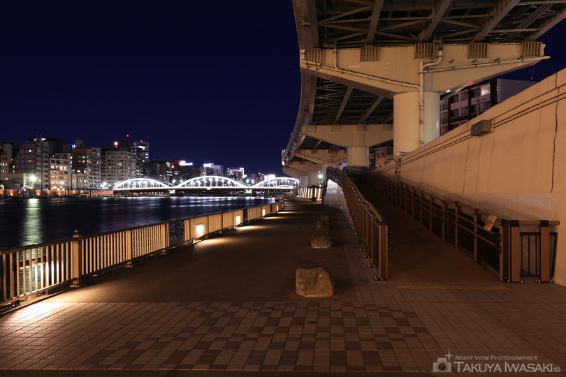 隅田川緑道公園　蔵前橋付近の夜景スポット写真（6）