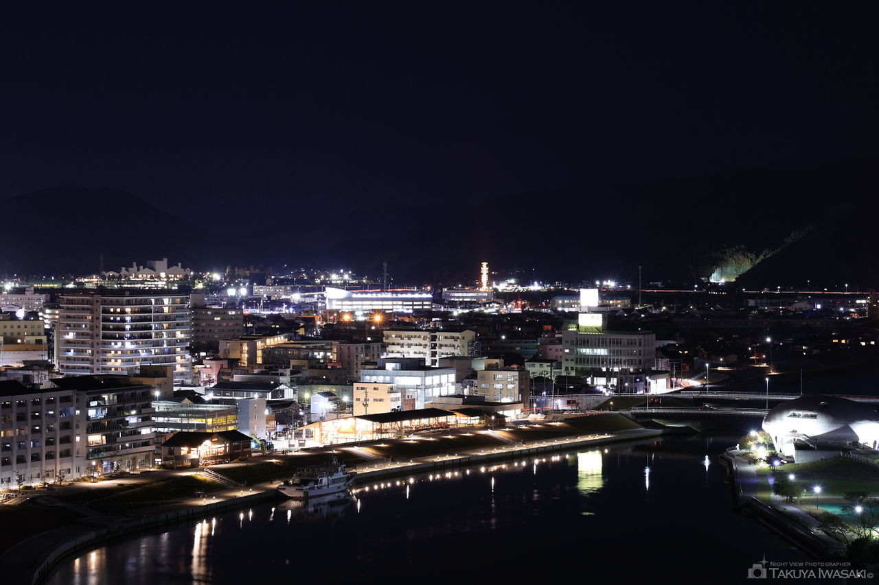 日和山公園 筆塚碑前の夜景スポット写真（2）