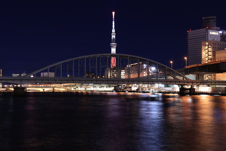 隅田川テラス 柳橋付近の夜景スポット写真（1）class=