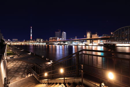 隅田川テラス 柳橋付近の夜景スポット写真（6）class=