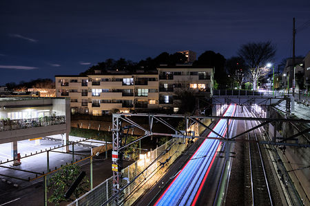 田園都市線瀬田跨線橋の夜景スポット写真（2）class=