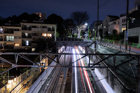 田園都市線瀬田跨線橋の夜景スポット写真（3）class=